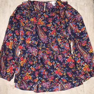 H&M floral peplum style blouse with ruffle design